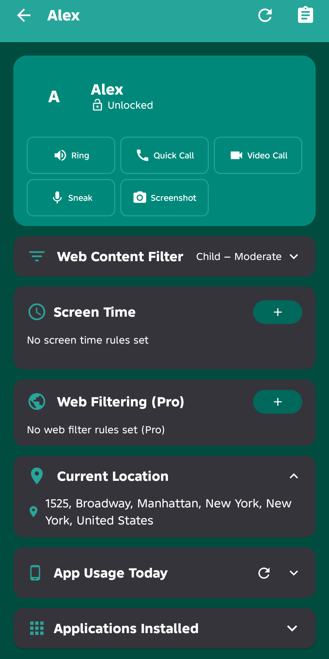 Kid detail screen